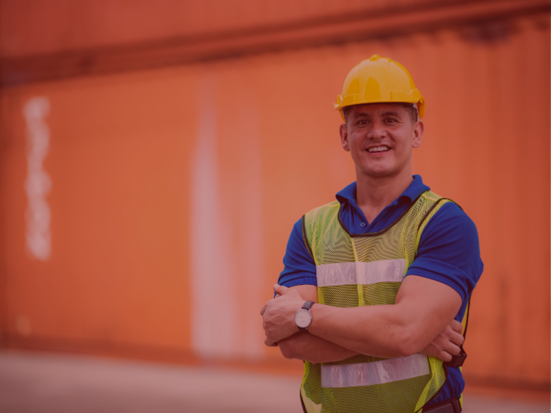 Builder smiling on site